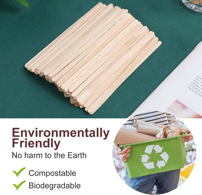 YANPROG Wooden Coffee Stirrers 5.5" Coffee Stir Sticks 100 Pcs, Natural Birch Round End Thick Birch Wood Eco-Friendly， Suitable for Coffee, Cocktail and Hot Drinks - Image 4